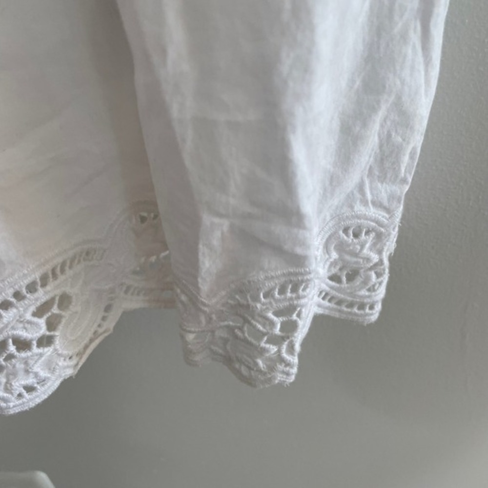 Madewell Pintucked Eyelet Mini Dress Lace Womens XS White Long Sleeve NU568 - Picture 8 of 13